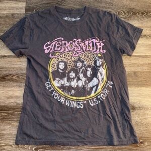 AEROSMITH Get Your Wings US Tour '74 Gray Pink T Shirt Size Medium 2021